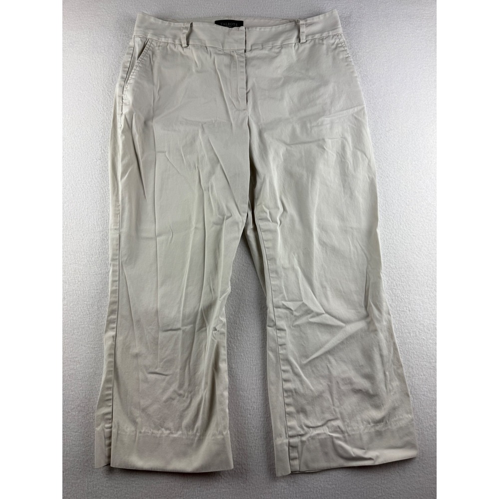 Talbots Heritage Petites Wide Leg Chino Pants Stone Beige 12P Stretch Cotton